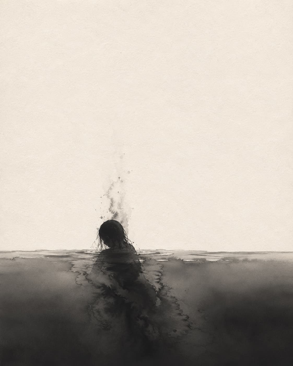 Ink-wash artwork for Daffan Sehlab, the buried flood